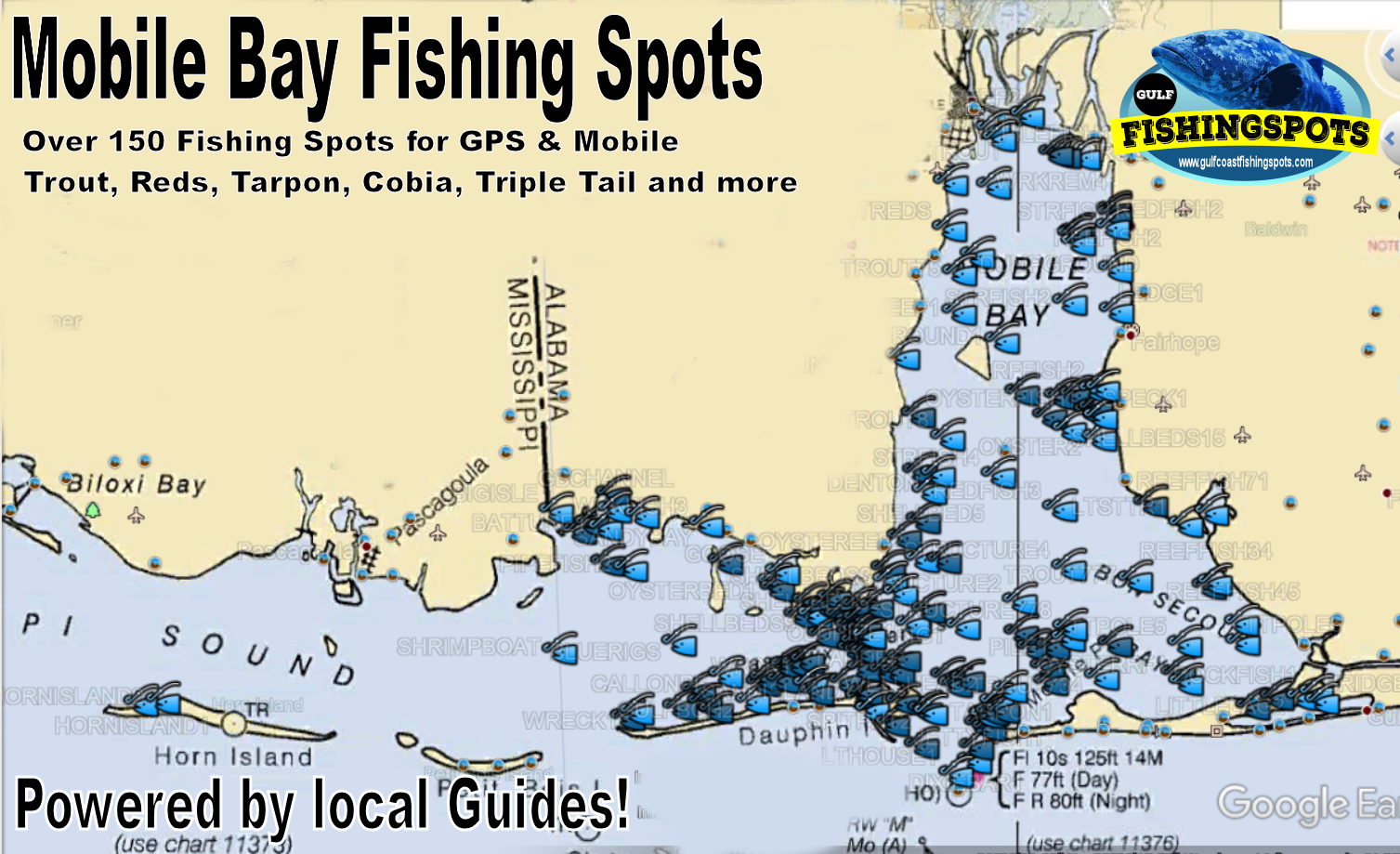 Mobile Bay GPS Fishing Spots - Gulf Fishing Spots for GPS